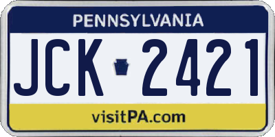 PA license plate JCK2421