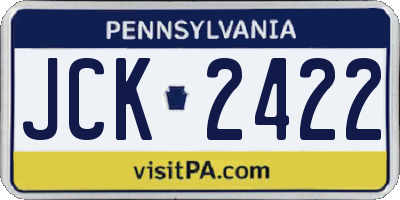 PA license plate JCK2422