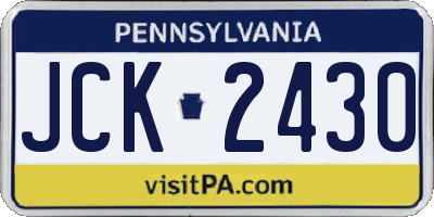 PA license plate JCK2430
