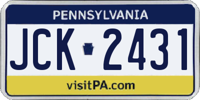 PA license plate JCK2431