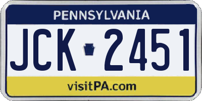PA license plate JCK2451