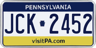 PA license plate JCK2452