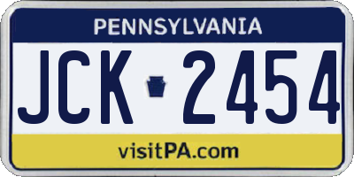 PA license plate JCK2454