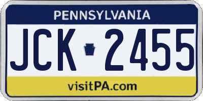 PA license plate JCK2455