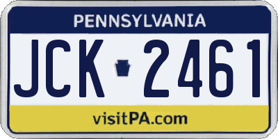 PA license plate JCK2461