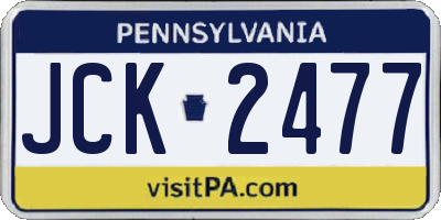 PA license plate JCK2477