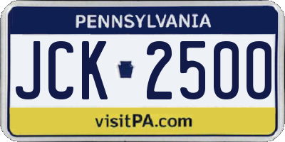 PA license plate JCK2500