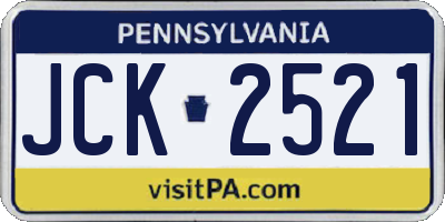 PA license plate JCK2521