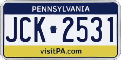 PA license plate JCK2531