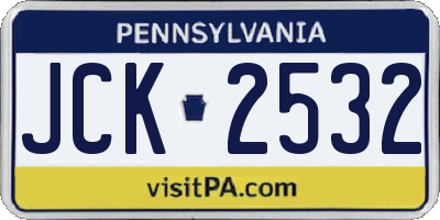 PA license plate JCK2532