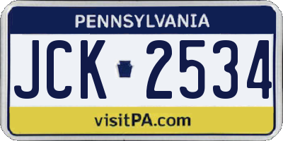 PA license plate JCK2534