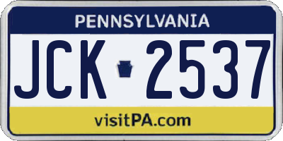 PA license plate JCK2537