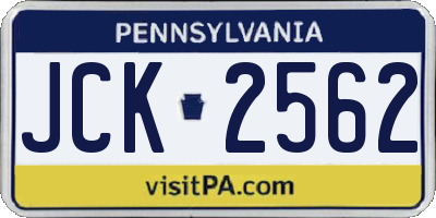 PA license plate JCK2562