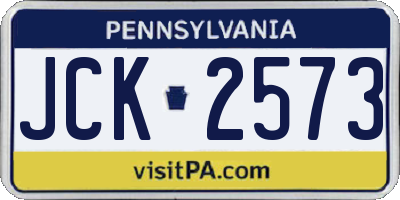 PA license plate JCK2573