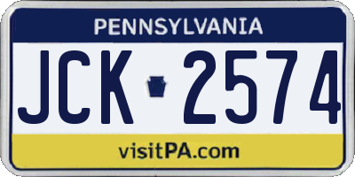 PA license plate JCK2574