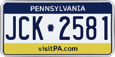 PA license plate JCK2581