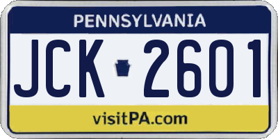 PA license plate JCK2601