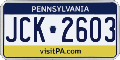 PA license plate JCK2603