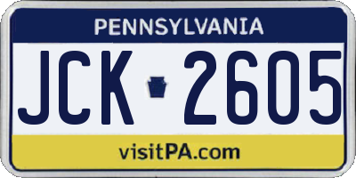PA license plate JCK2605
