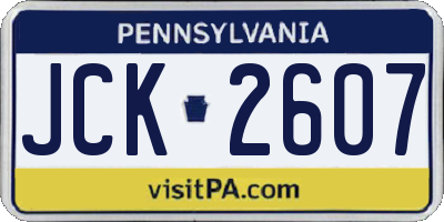 PA license plate JCK2607