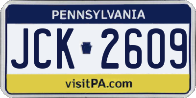 PA license plate JCK2609