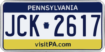PA license plate JCK2617