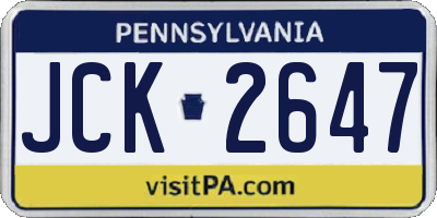 PA license plate JCK2647