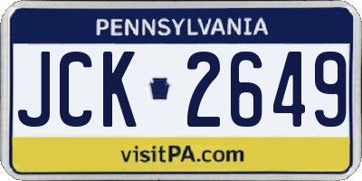 PA license plate JCK2649