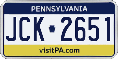 PA license plate JCK2651