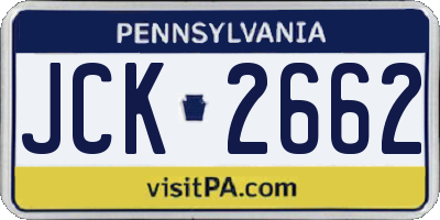 PA license plate JCK2662