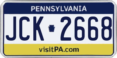 PA license plate JCK2668