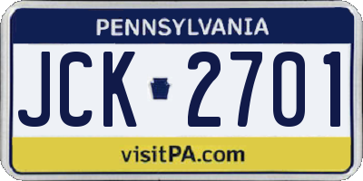 PA license plate JCK2701