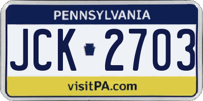 PA license plate JCK2703