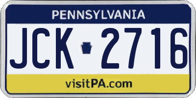 PA license plate JCK2716