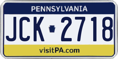 PA license plate JCK2718