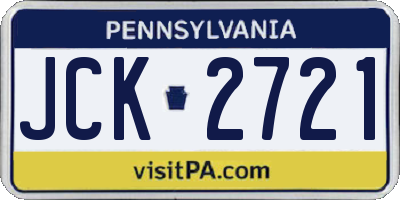 PA license plate JCK2721