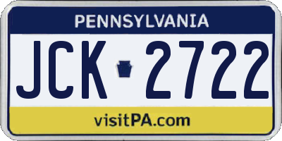 PA license plate JCK2722