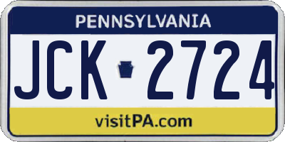 PA license plate JCK2724