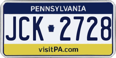 PA license plate JCK2728