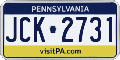 PA license plate JCK2731