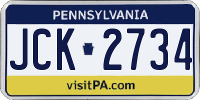 PA license plate JCK2734