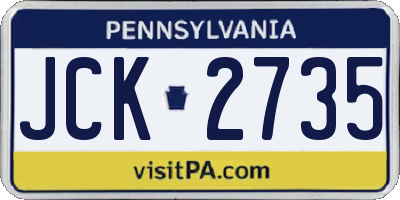 PA license plate JCK2735