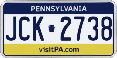 PA license plate JCK2738