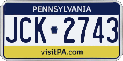PA license plate JCK2743