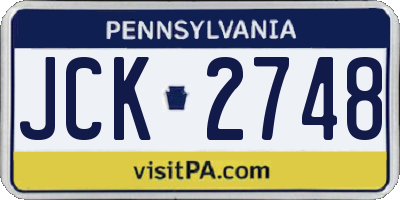 PA license plate JCK2748