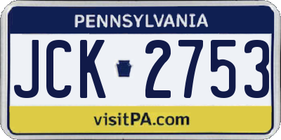 PA license plate JCK2753