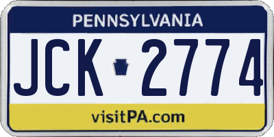 PA license plate JCK2774