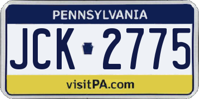 PA license plate JCK2775
