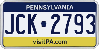 PA license plate JCK2793