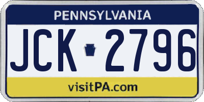 PA license plate JCK2796